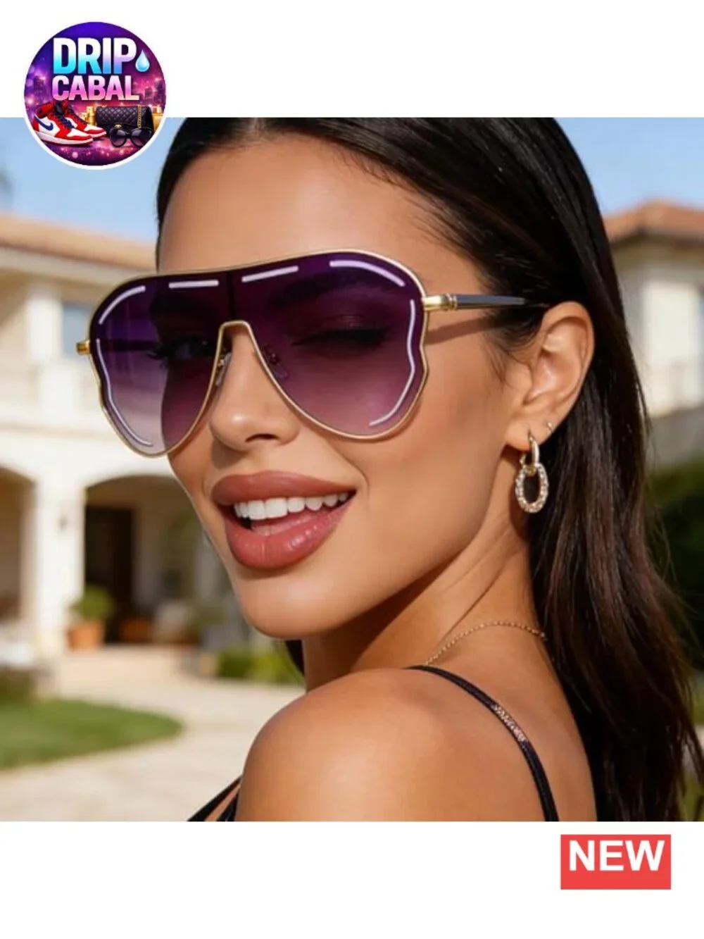 Oversize Rhinestone Square Sunglasses Retro Party Accessory